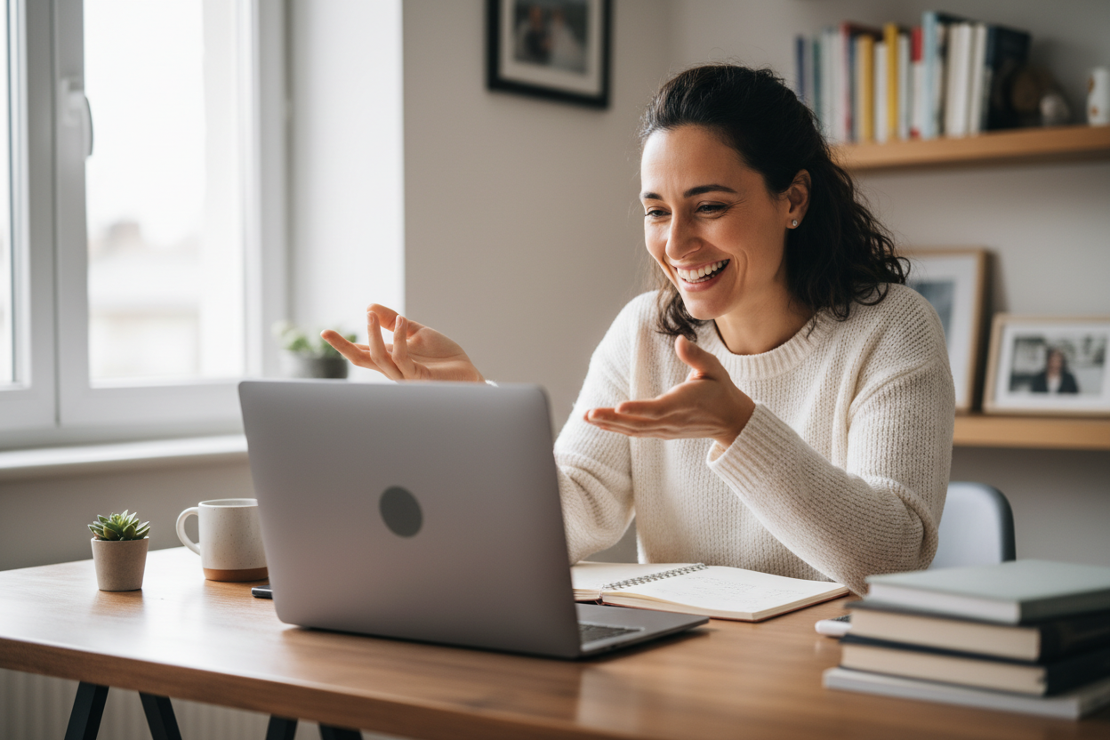 remove the tablet. the only human I want to see is the woman on her laptop.
